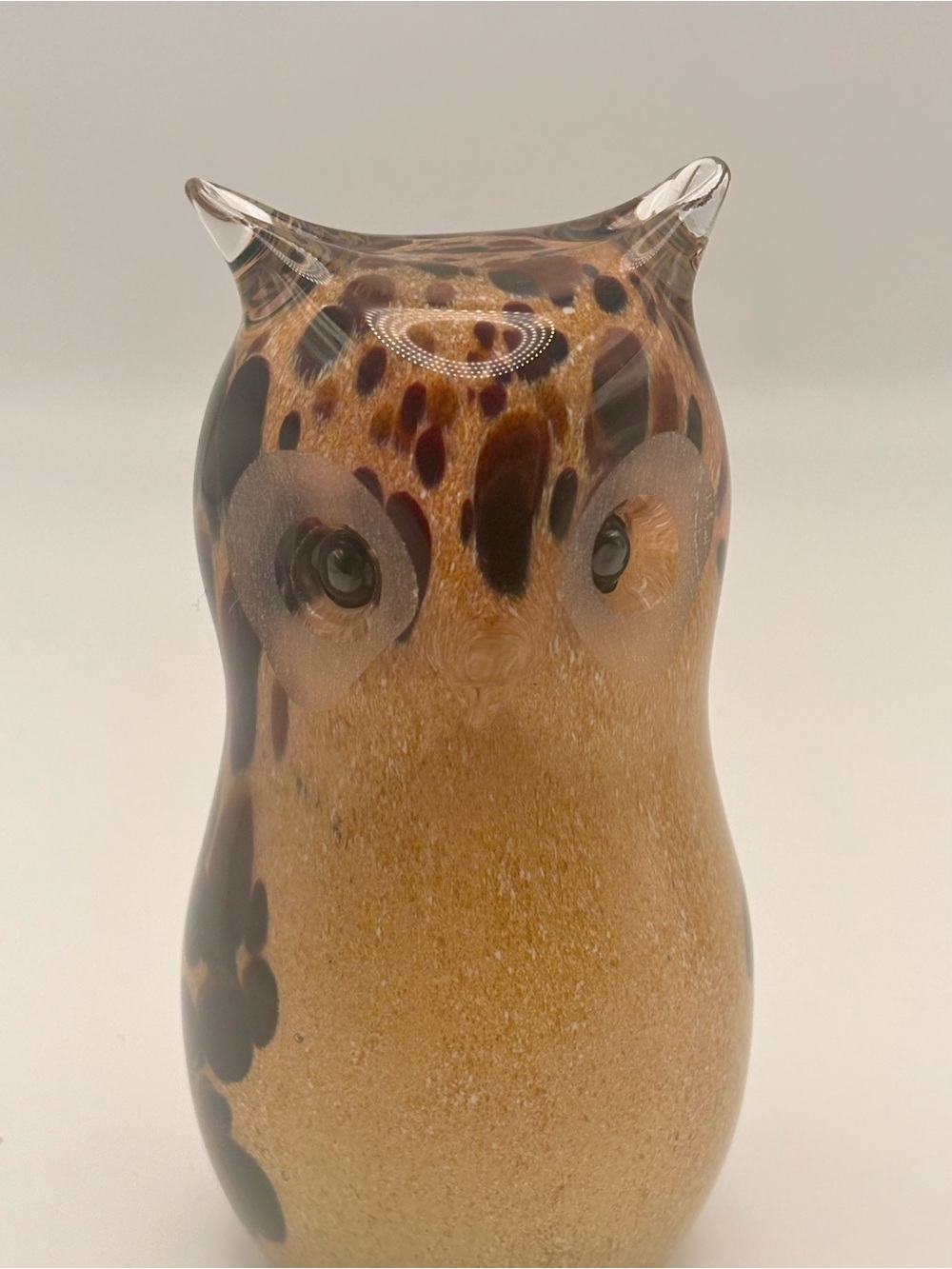 Paul Miller Signed Langham England 3” Hand Blown Art Glass Owl Paperweight